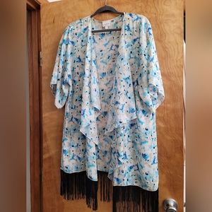 Lularoe Monroe swimsuit cover-up. Size Large. Blue, black, white and tan.